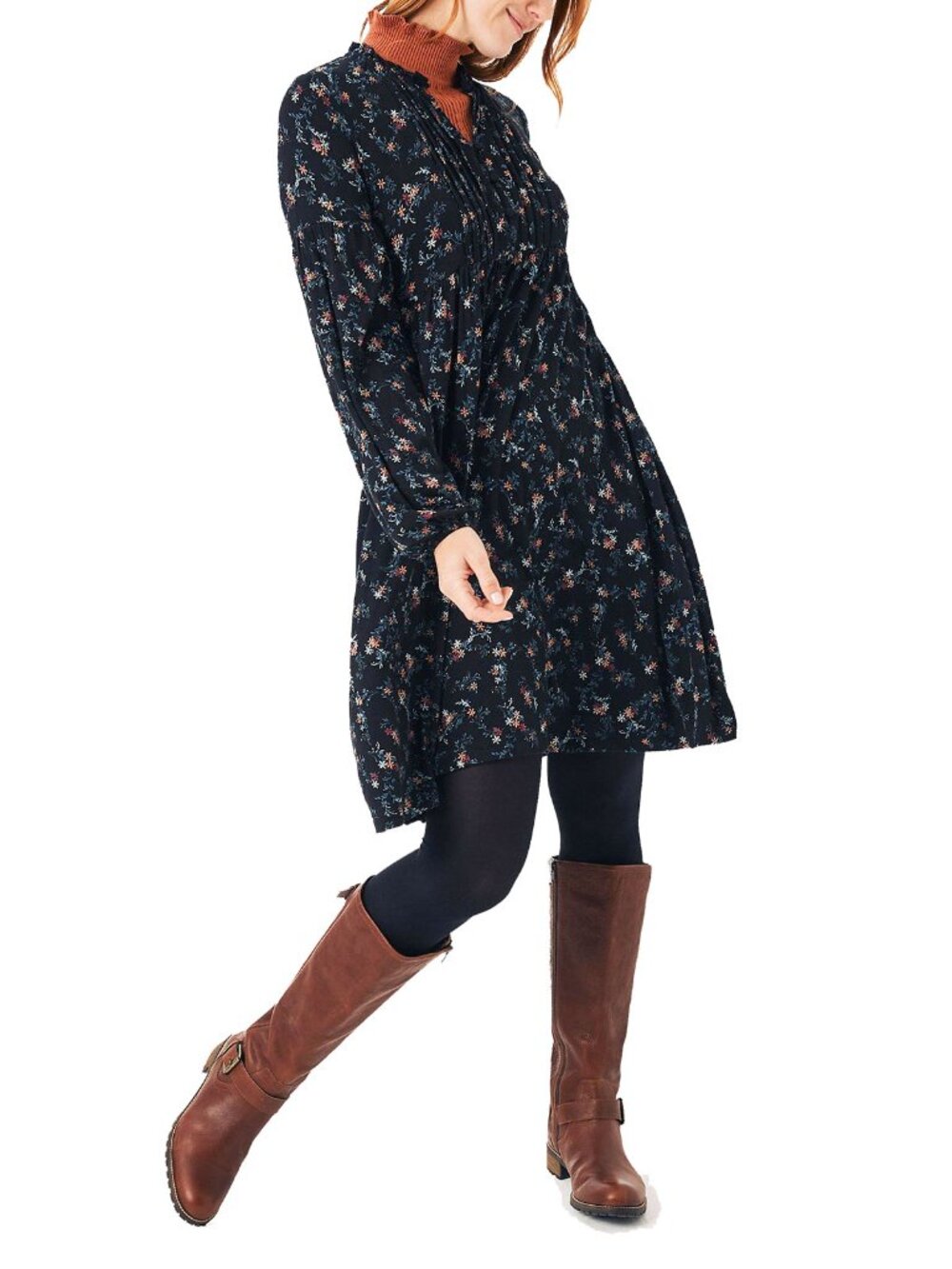 NWT Fat Face Floral Mini Dress Black Size 8